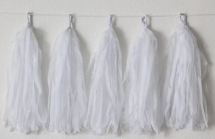 White Tissue Tassel Garland